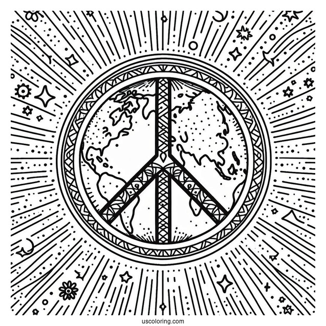 Visualize World Peace Coloring Page With Earth At The Center