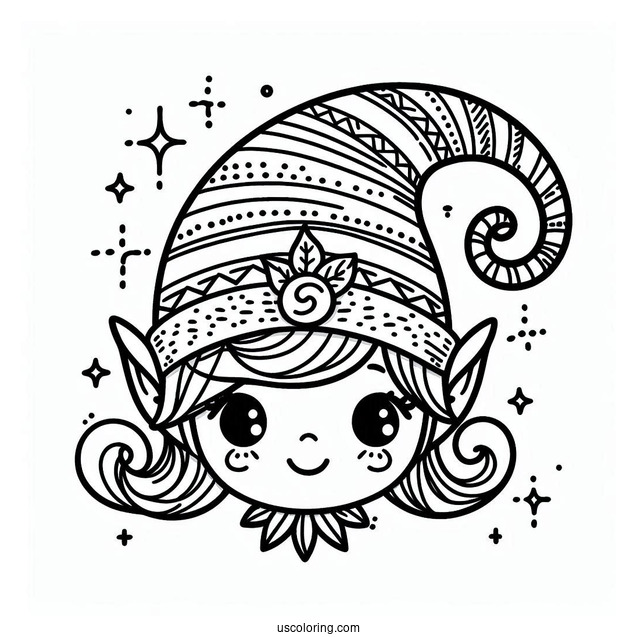 Coloring Page Of An Elf Hat