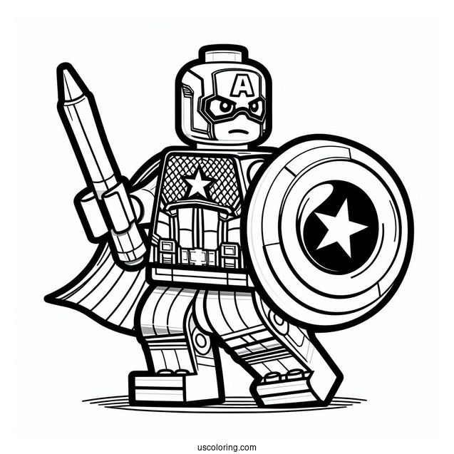 Lego Captain America Coloring Page