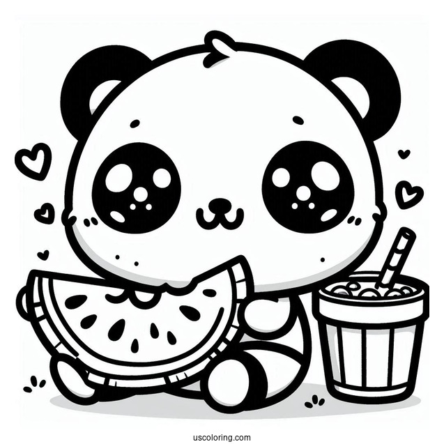 Kawaii Themed Panda With Watermelon