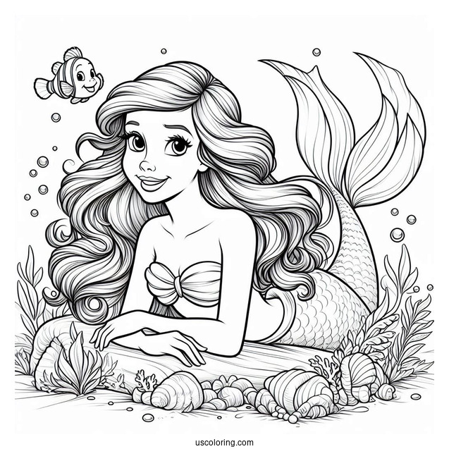 Realistic Ariel Under The Sea Coloring In