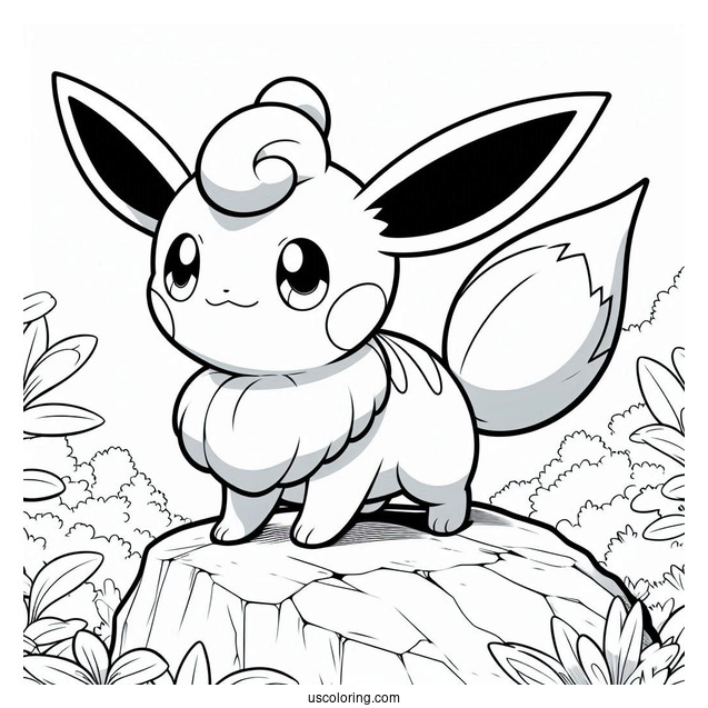 Adorable Mudkip Standing On Rock Coloring In