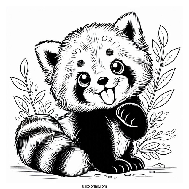 Red Panda Poking Its Tongue Out