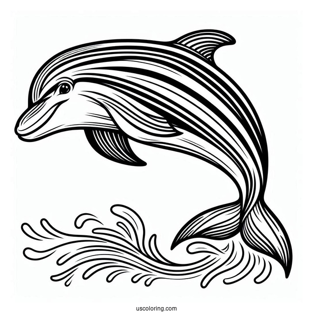 Striped Dolphin Coloring Page