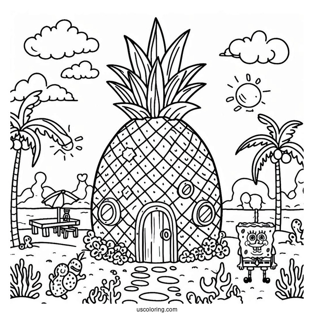 SpongeBob Pineapple House Coloring Page