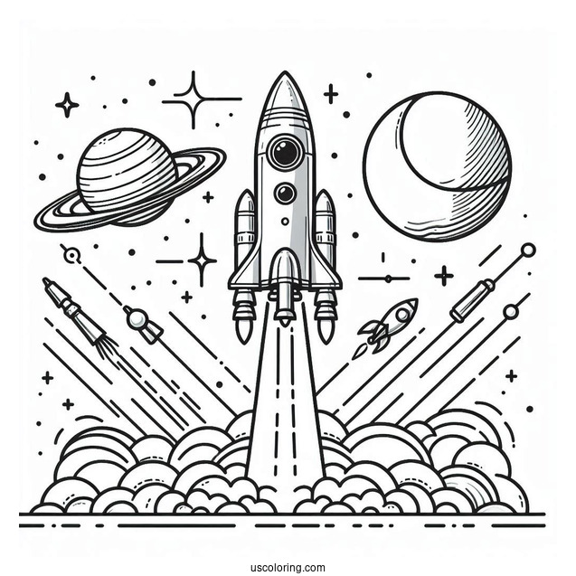 Discovery Rocket Launching To Color