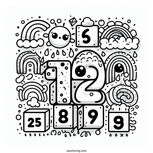 Confused 13 Numberblocks Coloring Page For Kids
