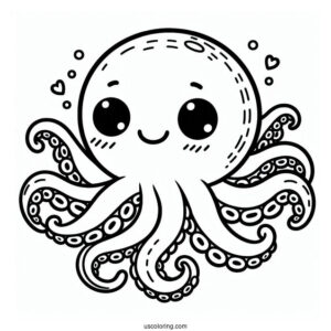 Easy Blushing Octopus Coloring Page For Preschoolers