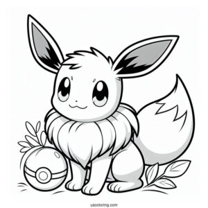 Eevee Standing Under PokeBall