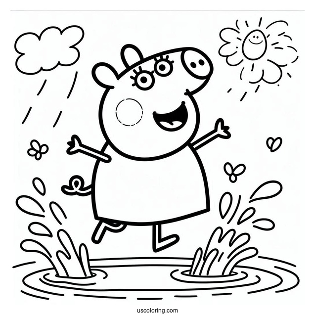 Peppa Pig Jumping In Puddle