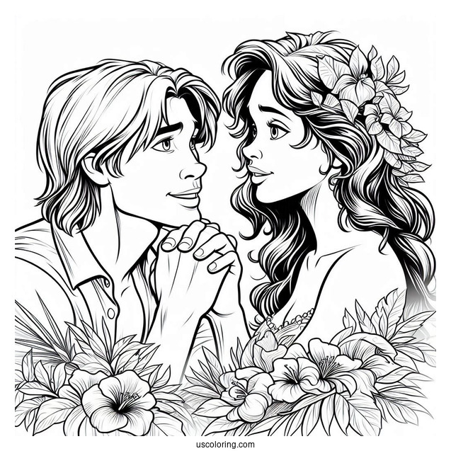 Tarzan Coloring Page Looking Lovingly At Jane