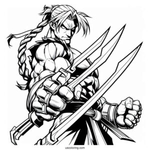 Street Fighter Coloring Page Of Vega With His Sharp Blades