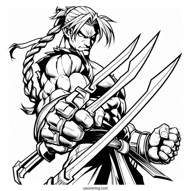 Street Fighter Coloring Page Of Vega With His Sharp Blades