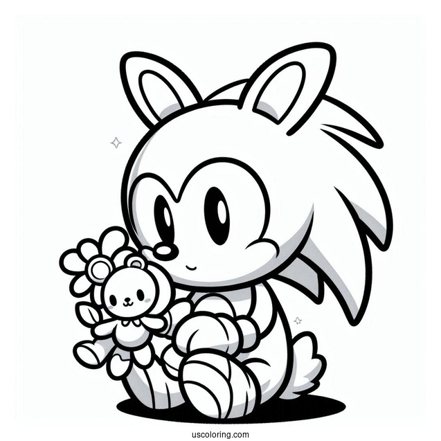 Cream the Rabbit Holding Toy Coloring In