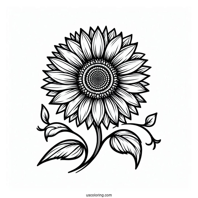Outline Of Sunflower Coloring Sheet