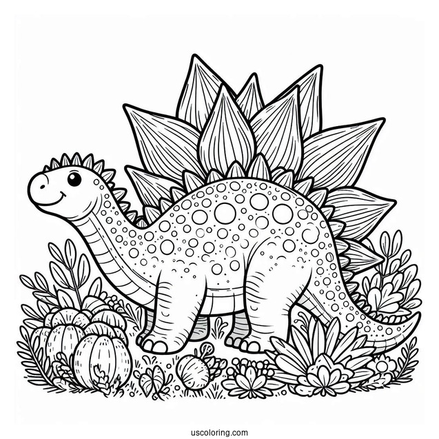 Detailed Stegosaurus Coloring Page For Kids