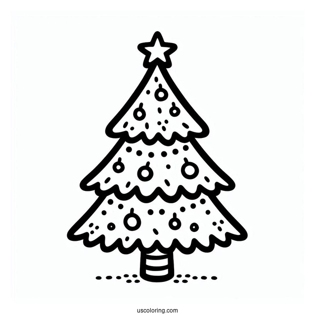 Simple Outline Of Christmas Tree Template To Color For Toddlers