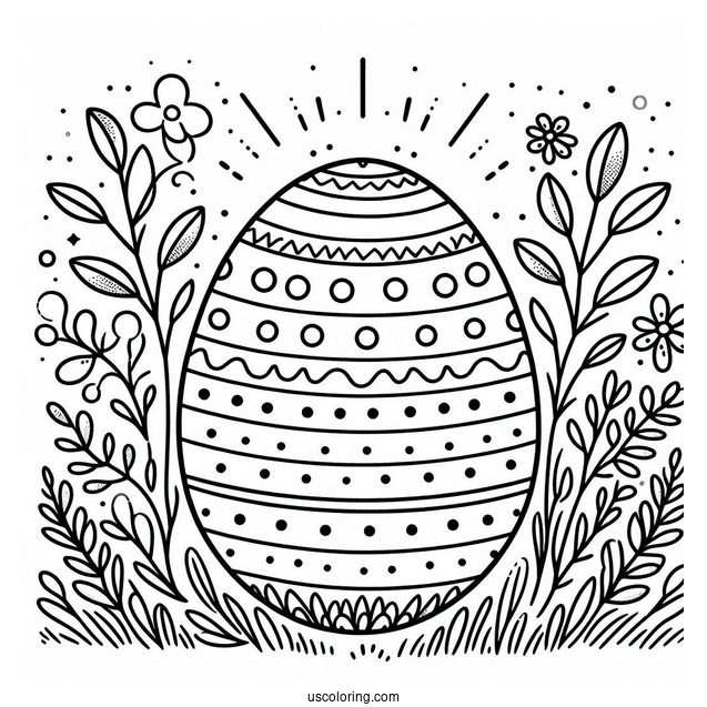 Easter Coloring Page Of Polka Dot Easter Egg