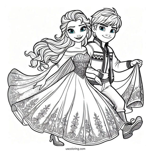 Jack Fost And Elsa From Frozen Coloring In