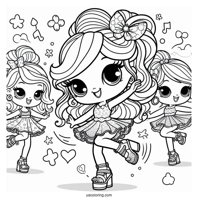 Polly Pocket Coloring Page Dancing With Friends
