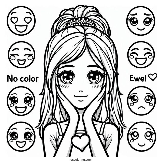 Emoji Coloring Page Of Emotions And Feelings List For Kids