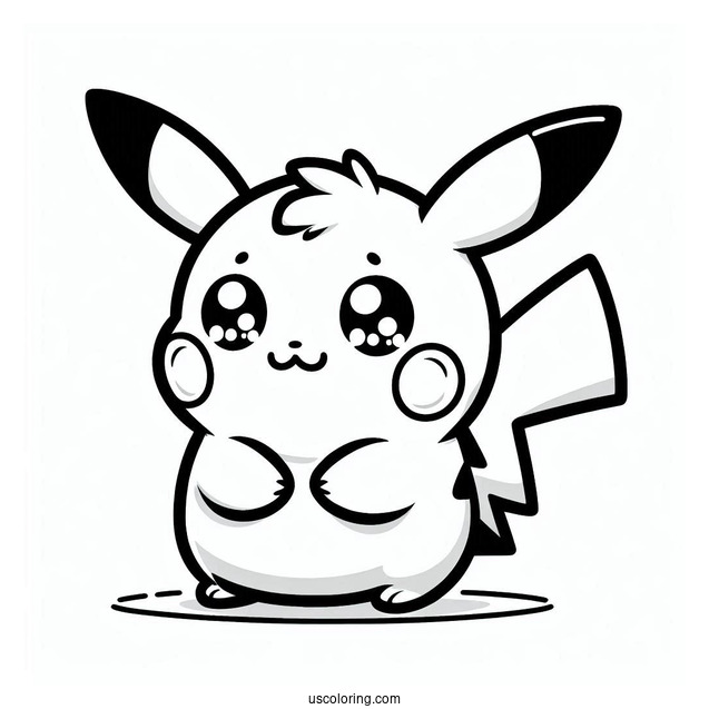 Kawaii Baby Pikachu Coloring In For Preschoolers