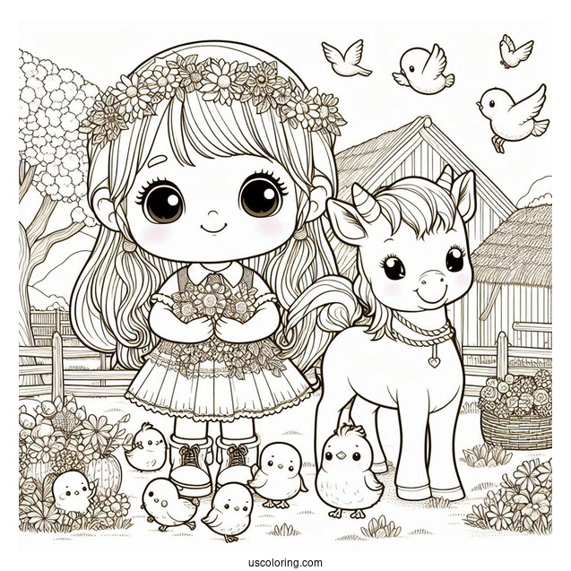 Precious Moments Coloring Page Of Girl And Boy With Farm Animals