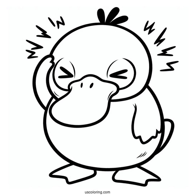 Simple Psyduck Coloring Page With A Headache