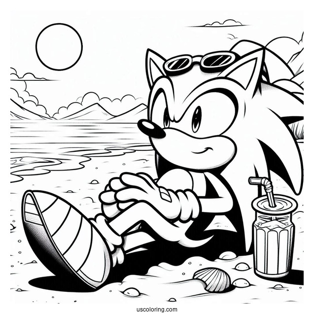 Chilling Sonic Exe Coloring Page On The Beach