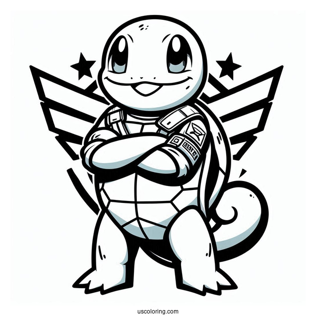 Cool Squirtle Coloring Page Of Squad Member With Arms Crossed