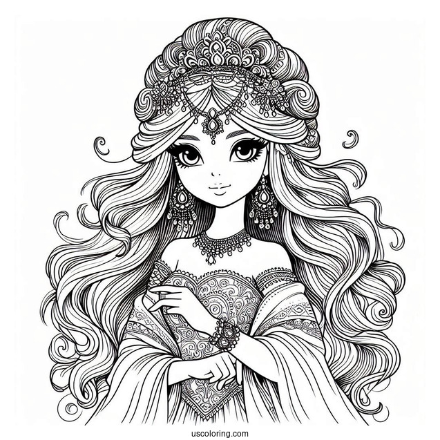 Princess Coloring Page Of Princess Nezmina Of Legend of the Cryptids