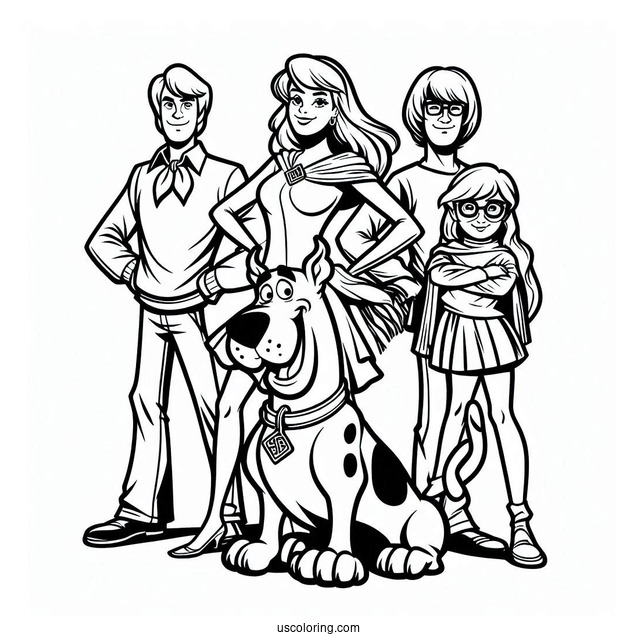 The Scooby Gang Coloring Page For Kids