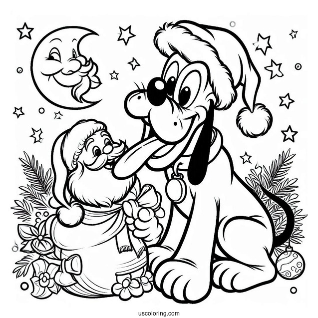Pluto Coloring Page Biting Letter To Santa For Christmas