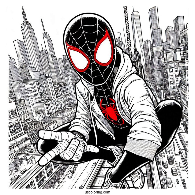 Into the Spider-Verse Miles Morales Coloring