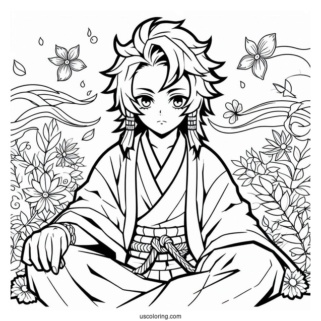 Tanjiro Coloring Page Constant Flux Technique