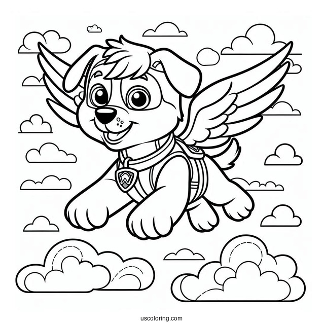 Skye Dog Flying In The Sky To Color
