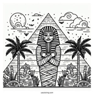 Egyptian Mummy Coloring Page Outside The Pyramid