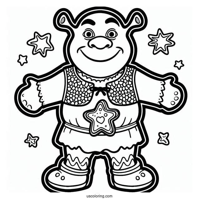 Coloring Page Of Shrek Gingerbread Man