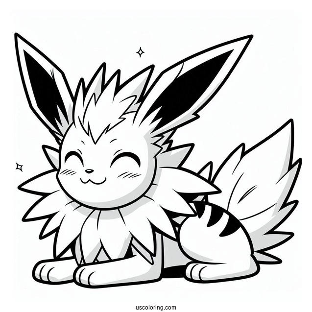Jolteon Coloring Page Smiling At Sylveon For Kids
