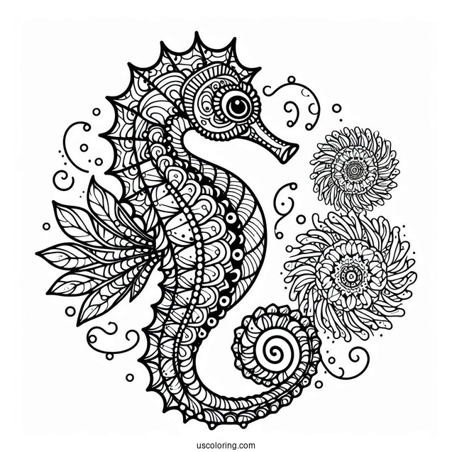 Mandala Seahorse To Color For Adults