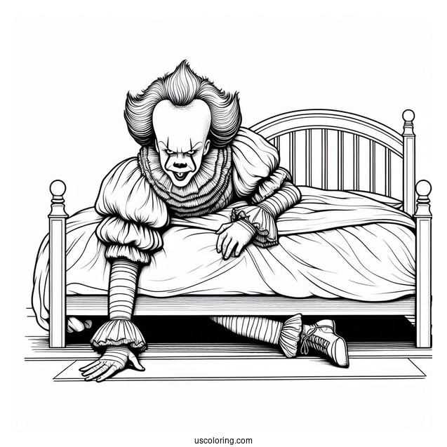 Pennywise Crawling Out A Bed Coloring Page