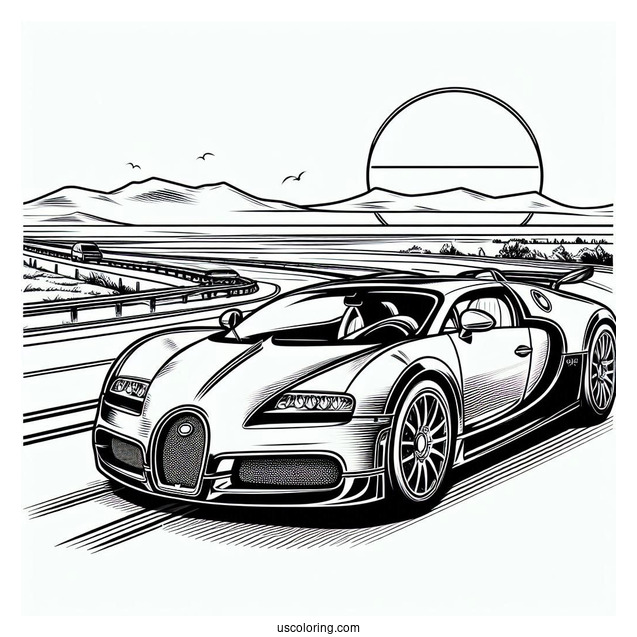 Bugatti Coloring Page EB Concept on the Road