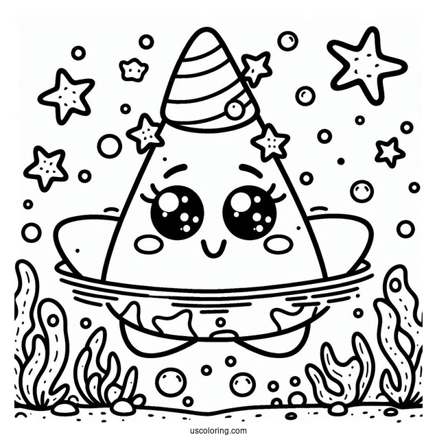Cute Patrick Star Coloring Page Swimming For Kids