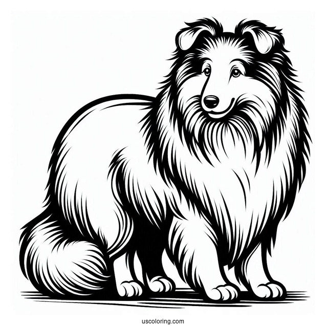 Easy Outline Of Rough Collie To Color