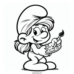 Painter Smurf Coloring In For Kids