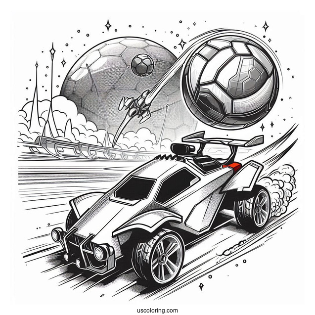 Rocket League Coloring Page Octane And The Ball