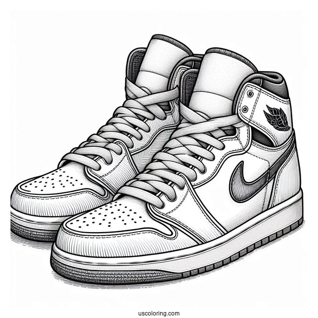 Detailed Pair Of Air Jordans Coloring Page