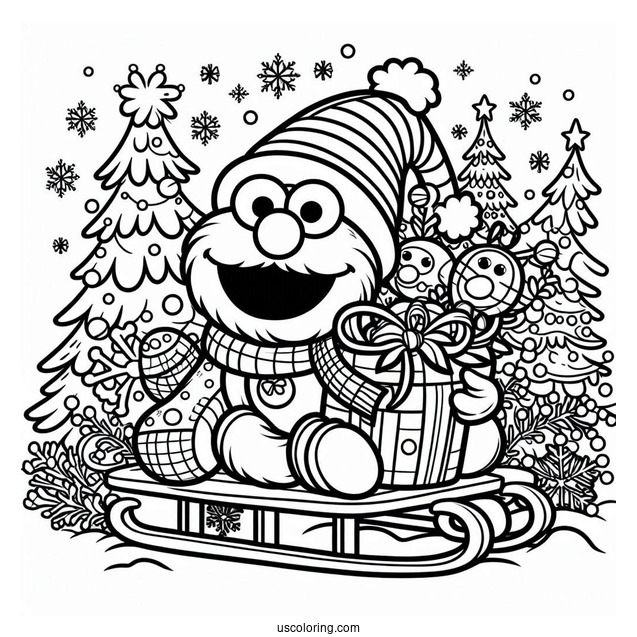 Christmas Themed Elmo Coloring Sheet