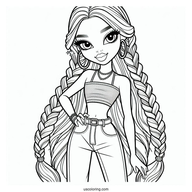 Yasmin In Braids And Crop Top Coloring Sheet