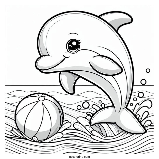 Dolphin Playing With Ball Coloring Sheet